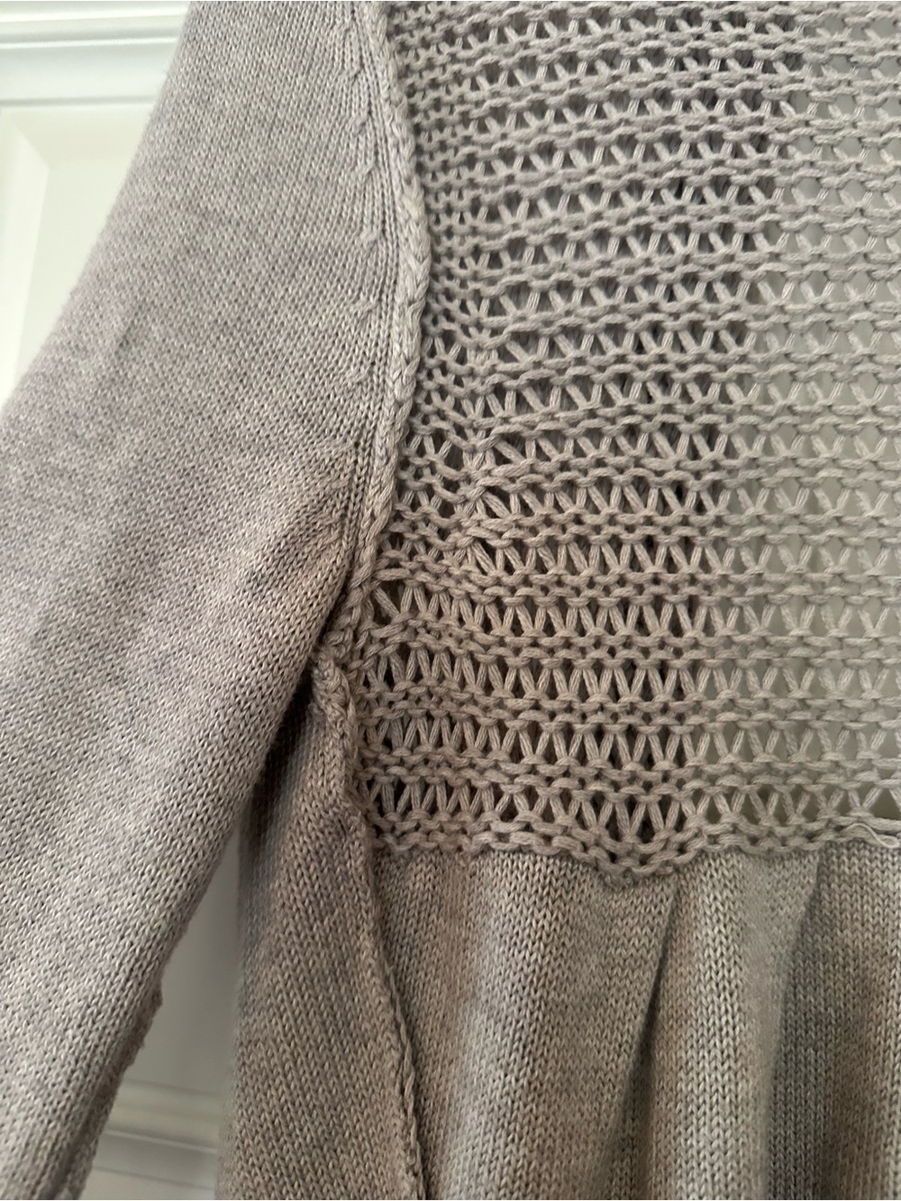 Banana Republic 100% Cotton Gray Mesh Knit Cardigan Altered 3/4 Sleeve Size S - Picture 5 of 10